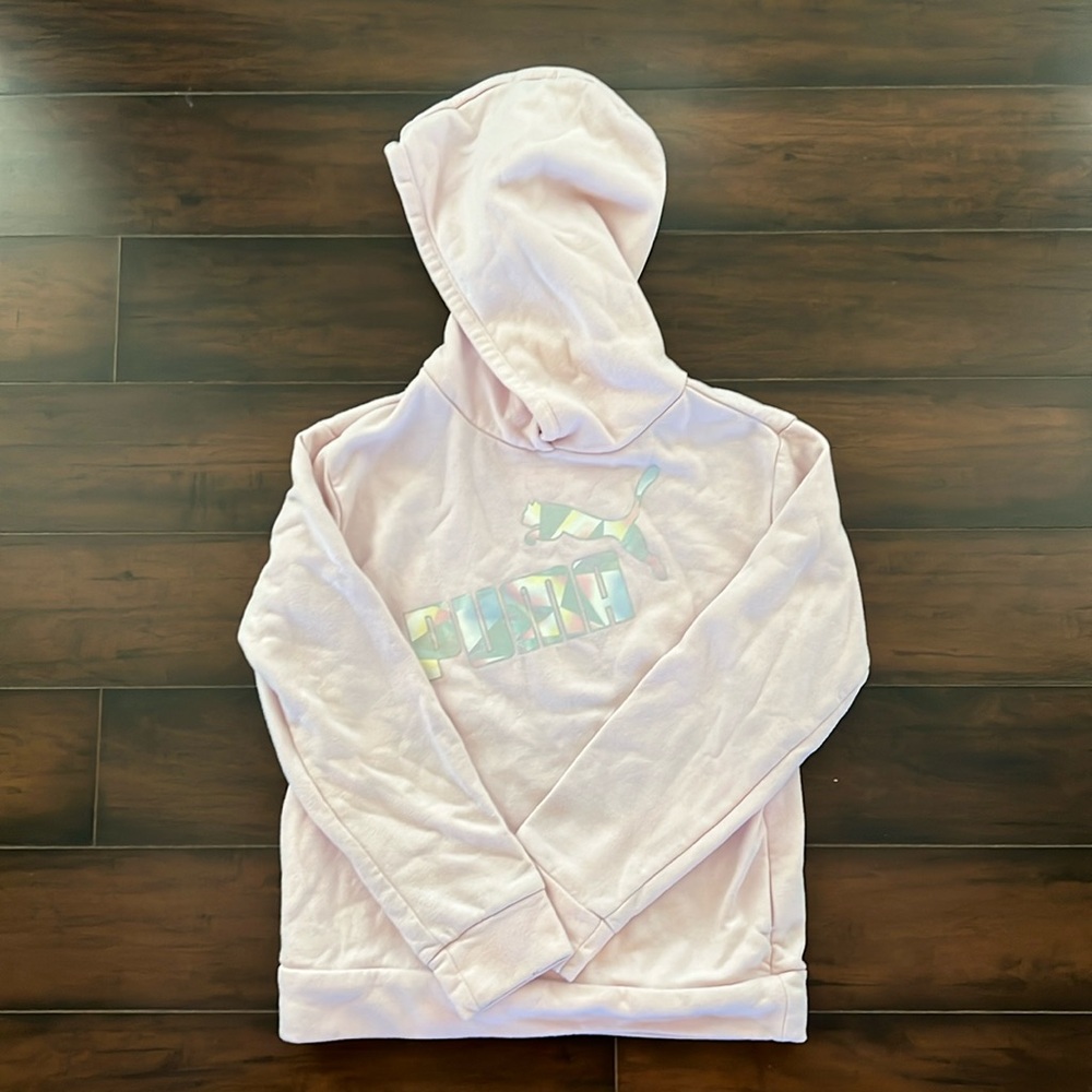 Puma - light pink hooded sweatshirt. Youth L 12/14